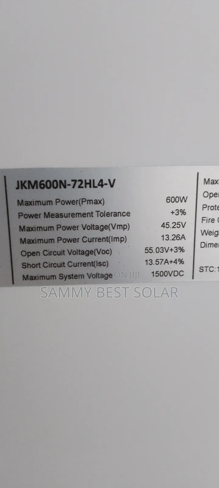 600w Jinko Solar Panel.