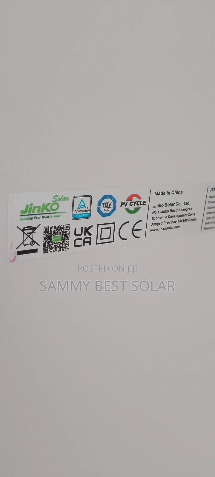 600w Jinko Solar Panel.