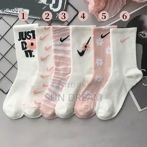 Quality Pink White Nike Socks