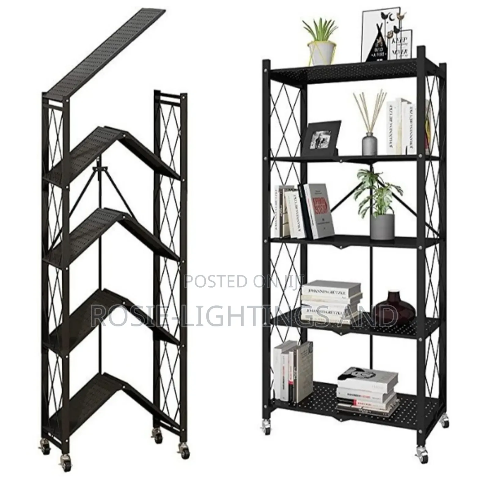 5-Layer Folding Mobile Steel Shelving Unit