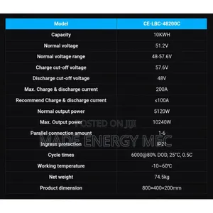 Cworth Lithium Battery 10kwh 51.2v