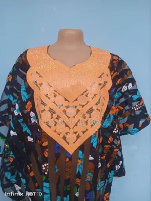 Photo - Elegant Brown and Multicolour Free-Size Kaftan Gown