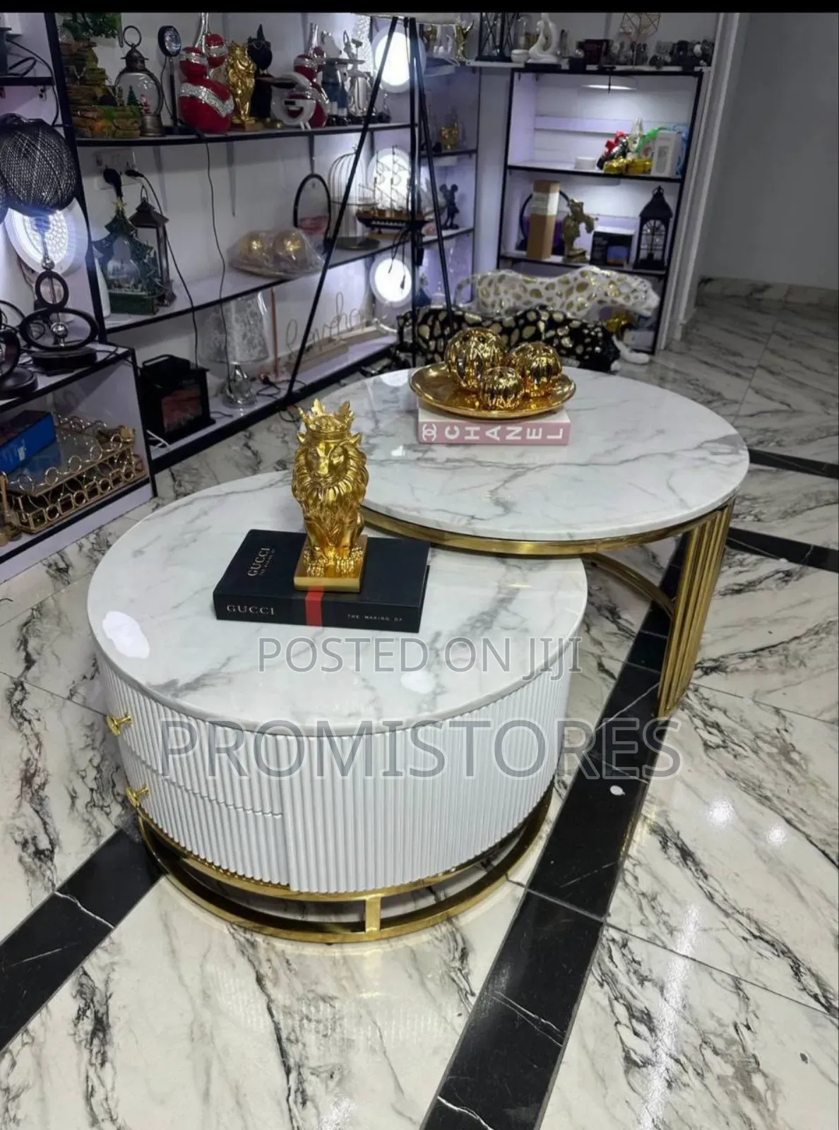 2in1 Luxury Marble Centre Table With 2 Drawers