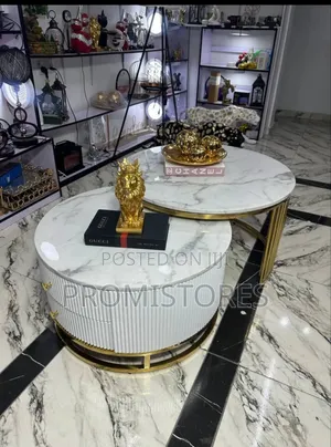 2in1 Luxury Marble Centre Table With 2 Drawers