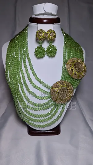 Coral Beaded Jewelry Set (Multiple Layers) With Earrings