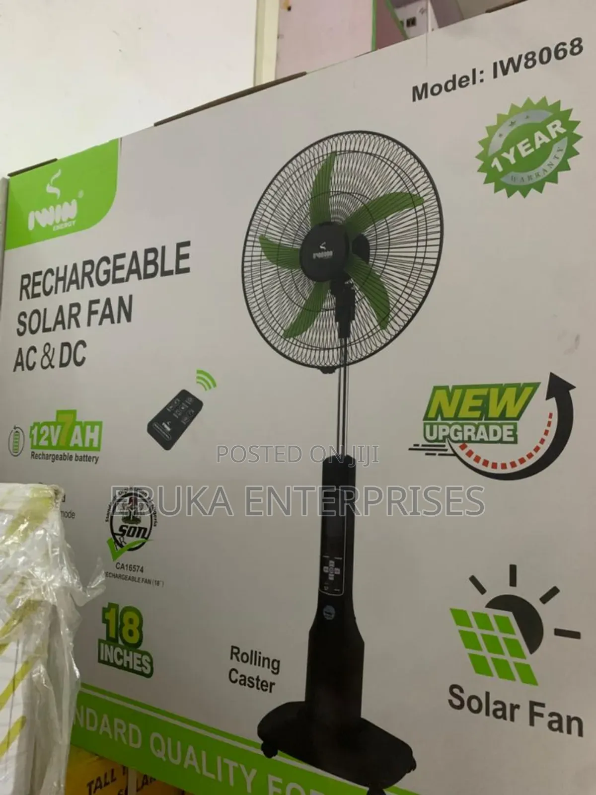 18" Rechargeable Solar Fans