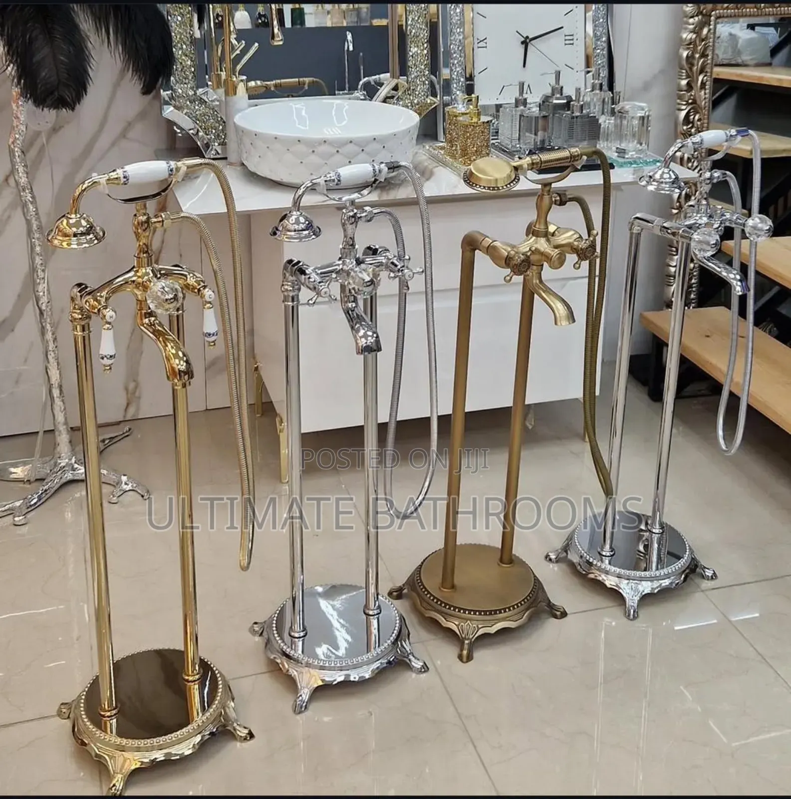 Double Standing Acrylic Bathtub Bath Tap