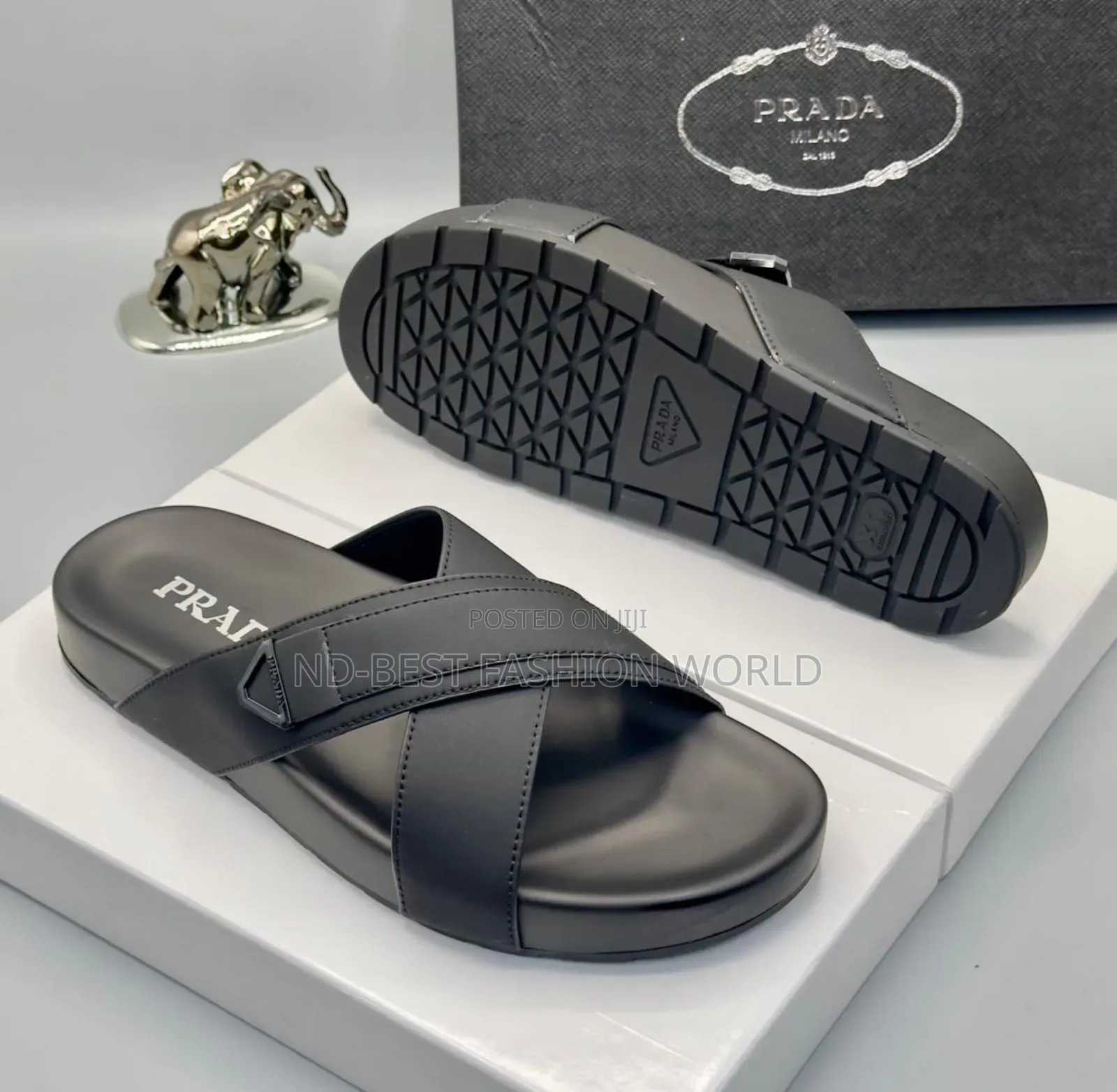 Prada Leather Off Color Slippers