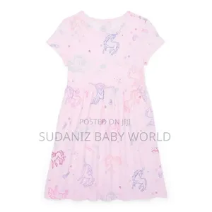 Wonder Nation Girls Play Dress With Short Sleeves, Pink