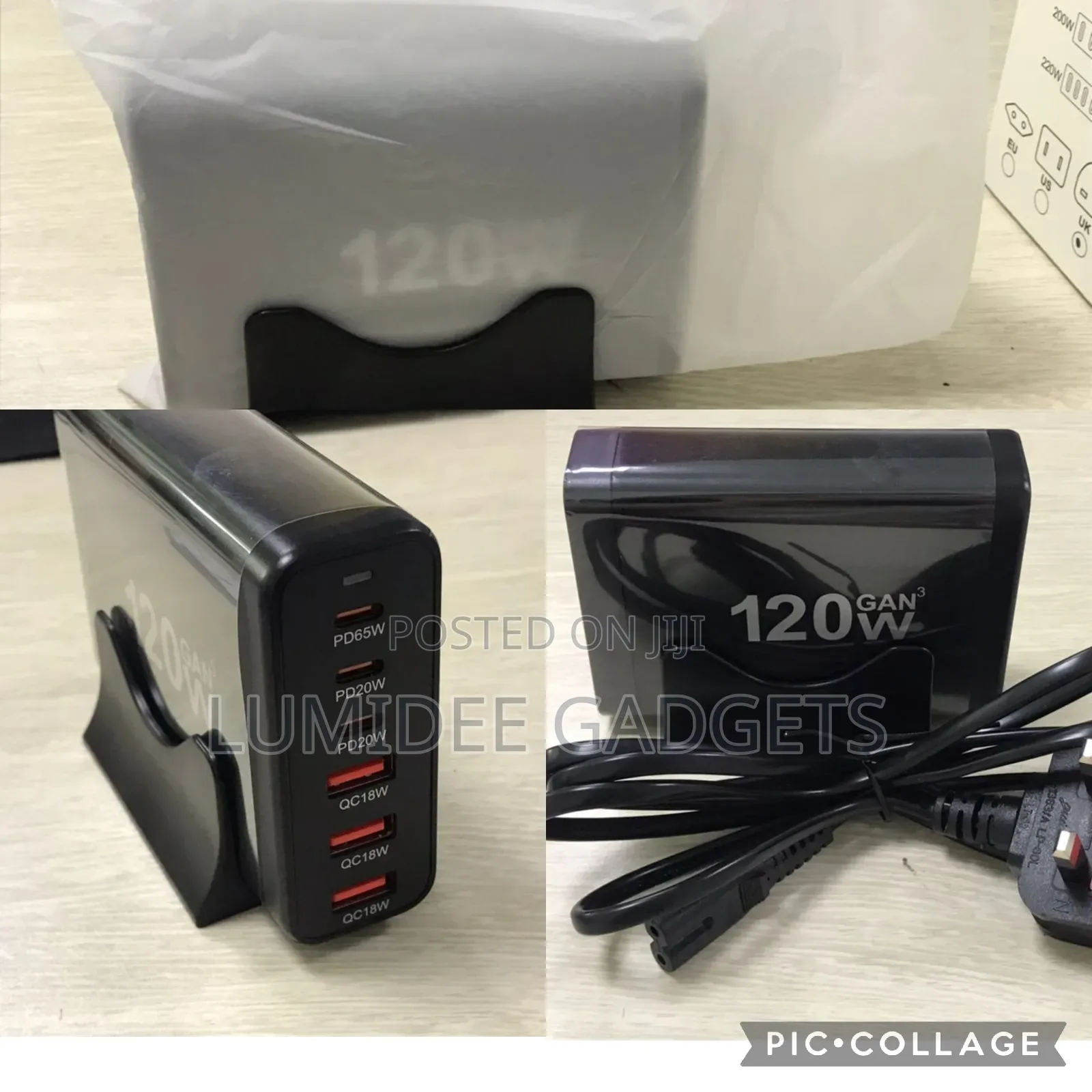120w 3-C+3-Usb Multi Port Desktop Fast Charger