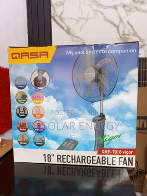Qasa 18-Inch Solar Rechargeable Fan