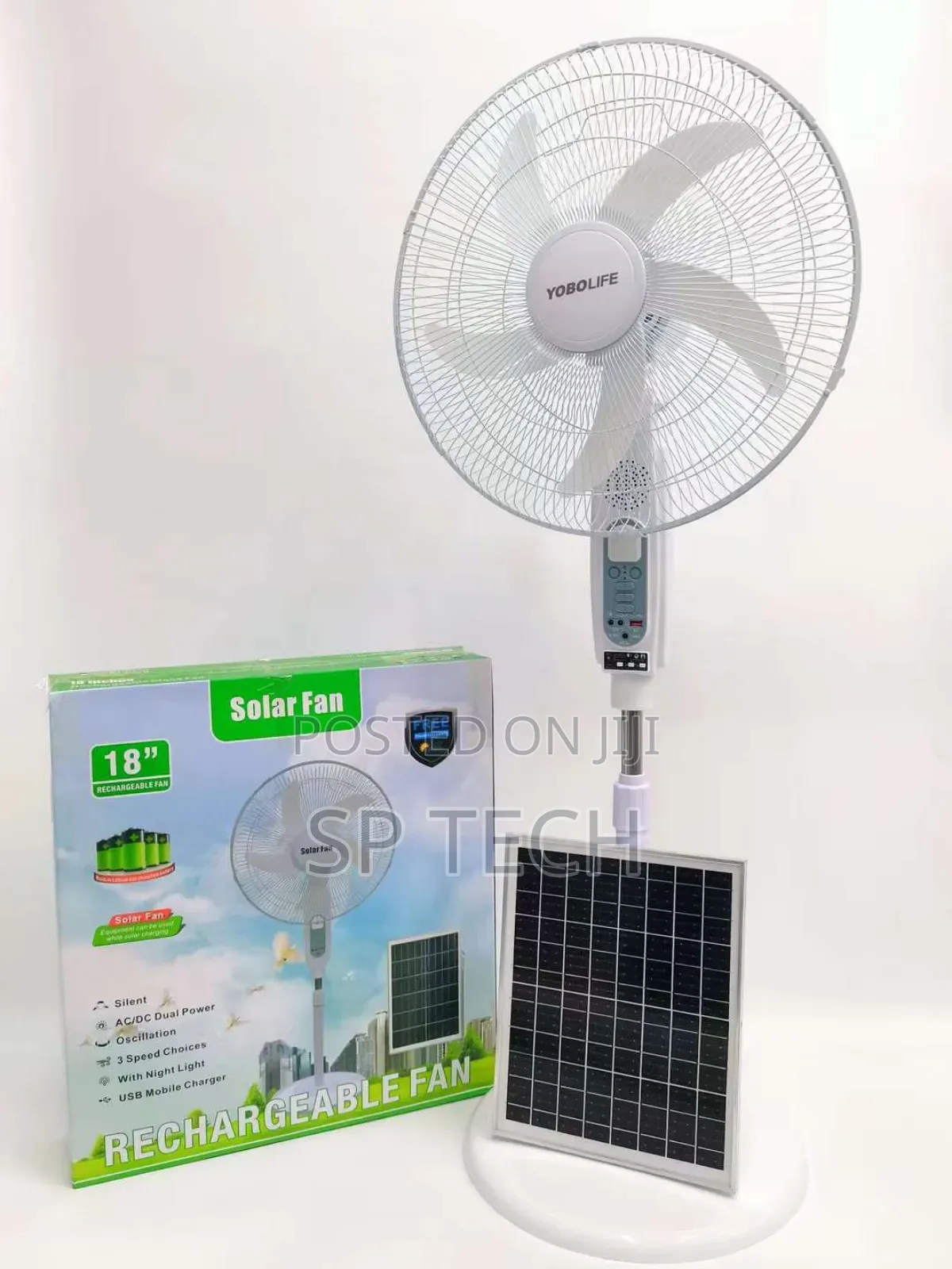 Solar Fan, With Mp3, Charging Port. And Light