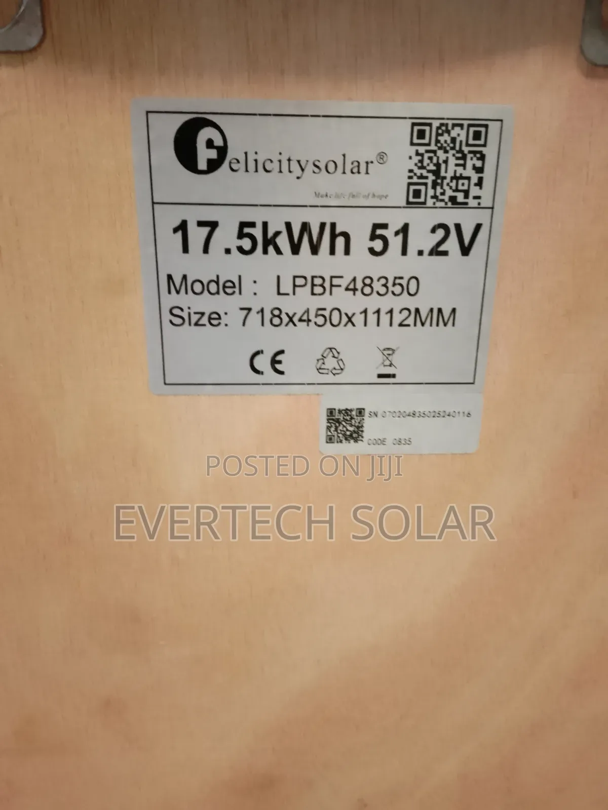17.5kwhs Felicity Lithium Battery 🔋 51.2v