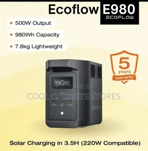 Ecoflow 980wh 500w Delta Black (E980) Portable Solar Generator