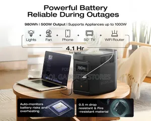 Ecoflow 980wh 500w Delta Black (E980) Portable Solar Generator