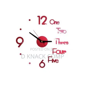 3d Mirror Number Wall Clock Stickers - Red