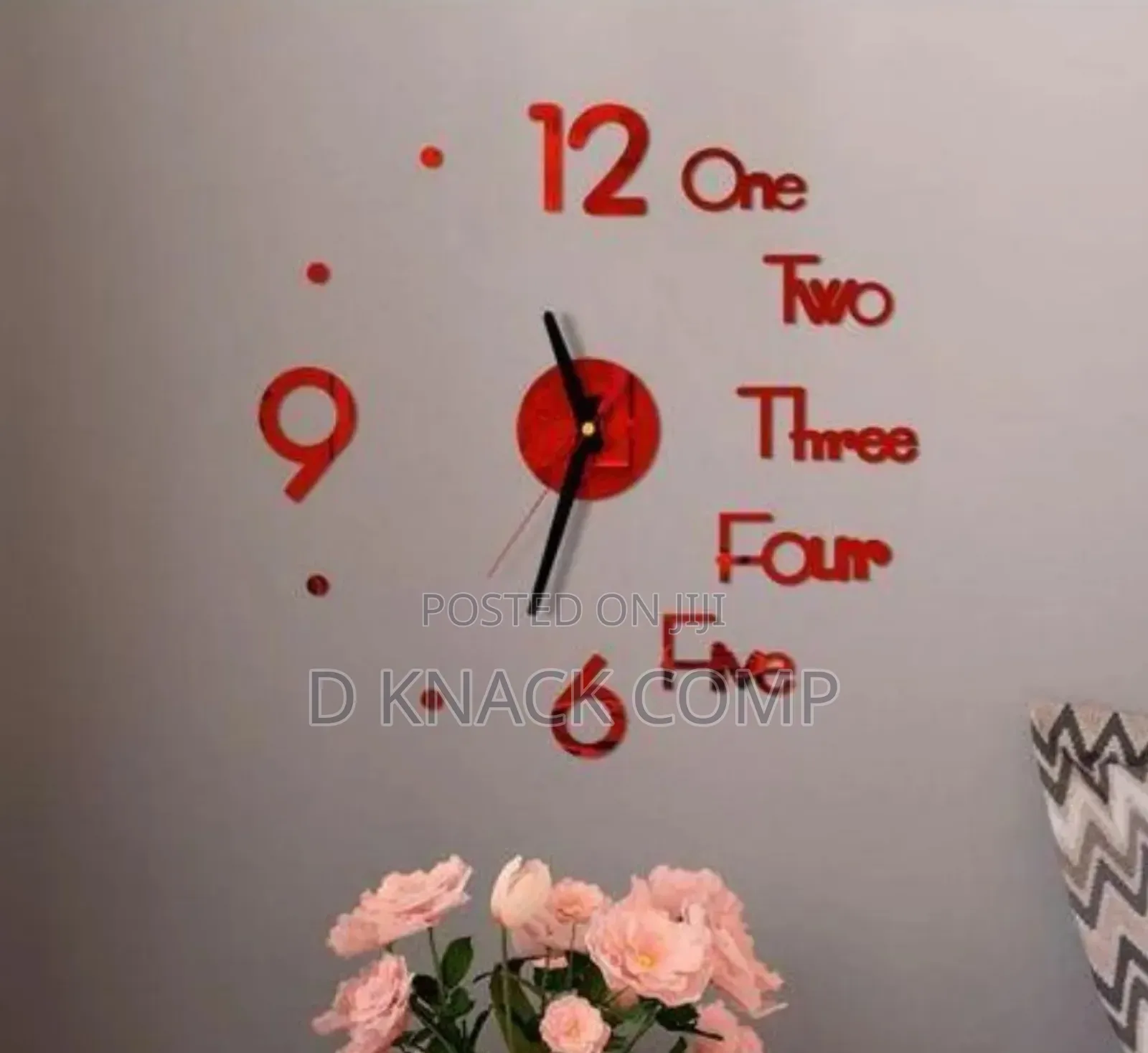 3d Mirror Number Wall Clock Stickers - Red