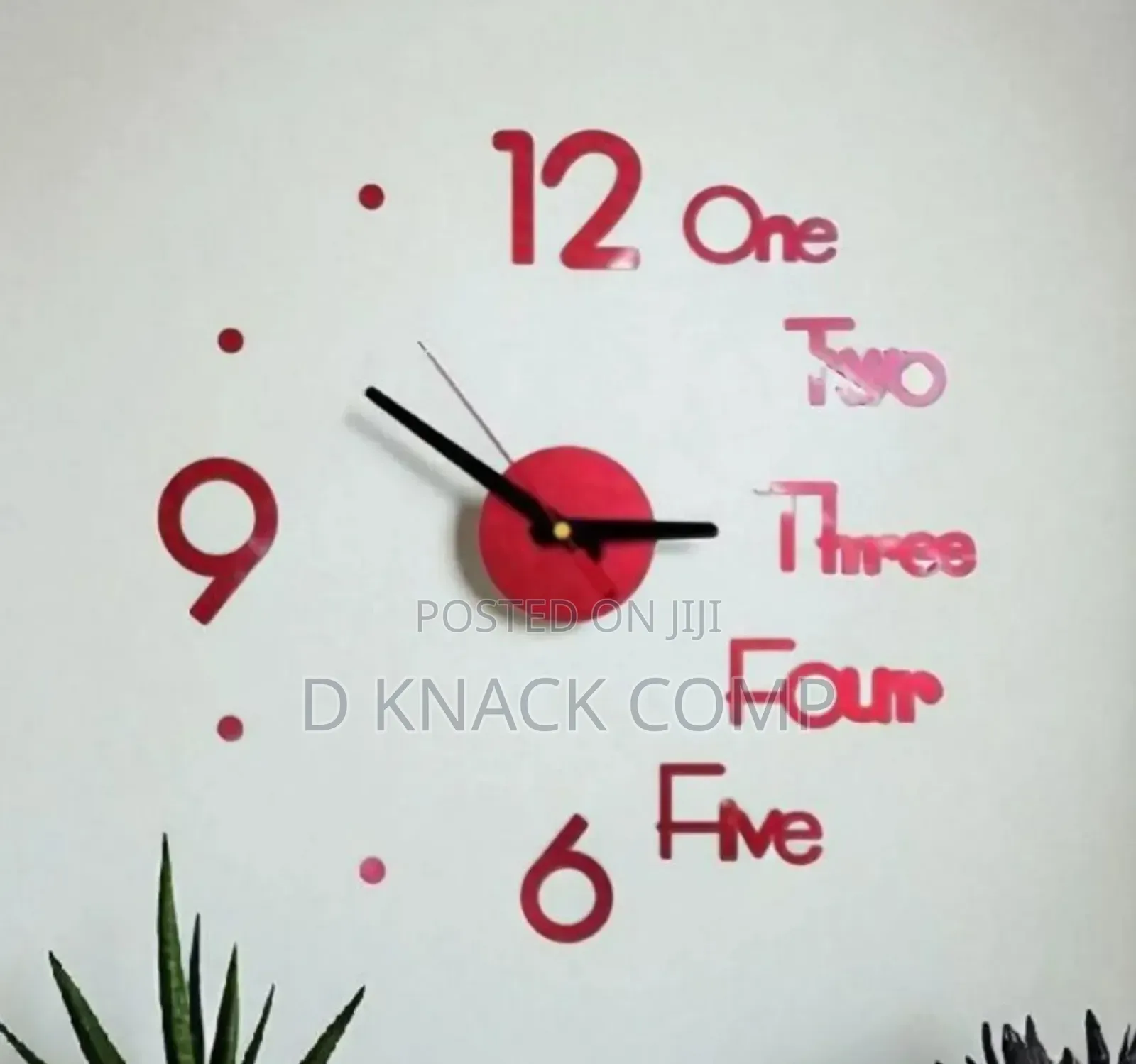 3d Mirror Number Wall Clock Stickers - Red