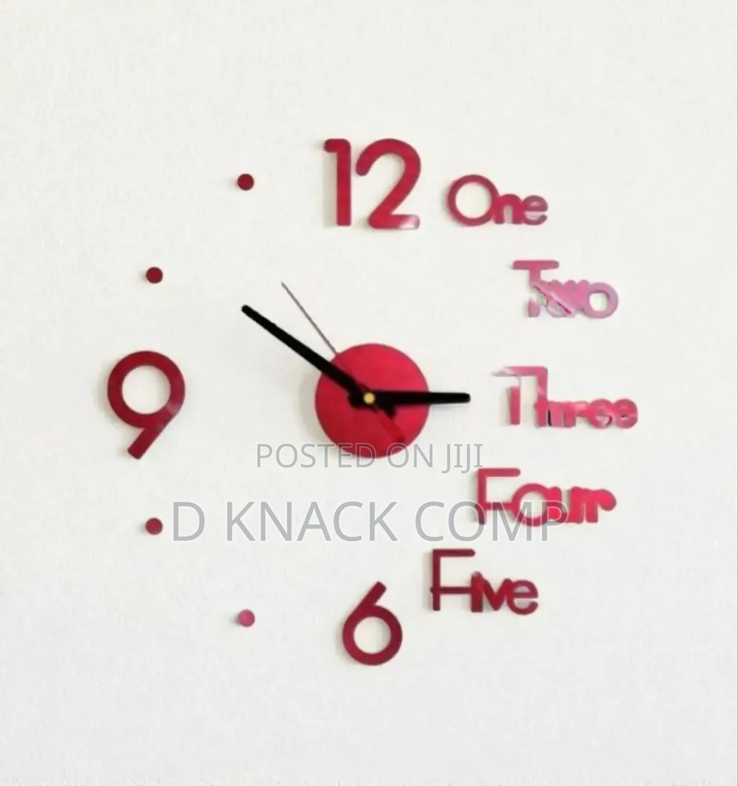 3d Mirror Number Wall Clock Stickers - Red