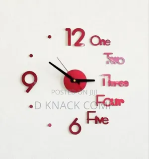 3d Mirror Number Wall Clock Stickers - Red