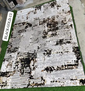 Black and Gold Persian Design Center Rug Turkish