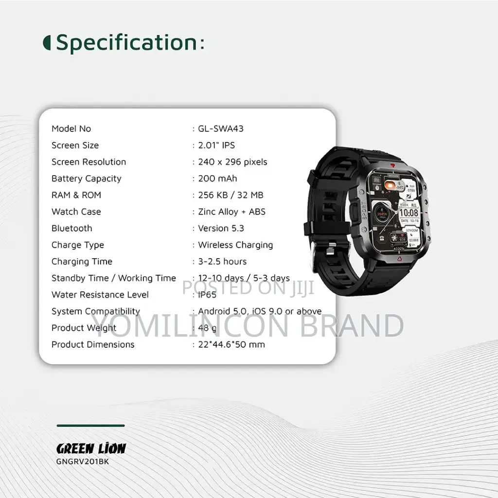 Green Lion Gravix Smart Watch - Black