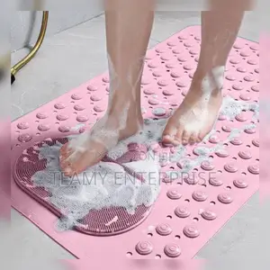 Bathroom Anti Slip Mat With Foot Scrubber - Non-Slip Shower