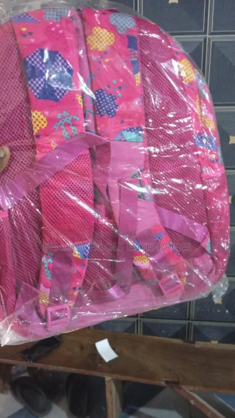 Pink Multi Coloured Stock School Bag and Backpack