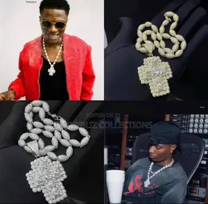 Wizkid-Inspired Premium Style Iced Cross Pendant Chain
