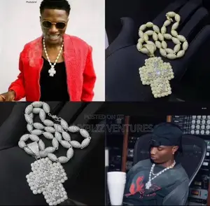 Wizkid-Inspired Premium Style Iced Cross Pendant Chain