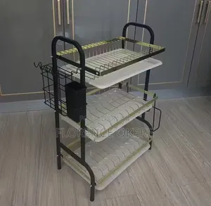 3 Layers High Quality Black and Chrome Gold Plate Rack