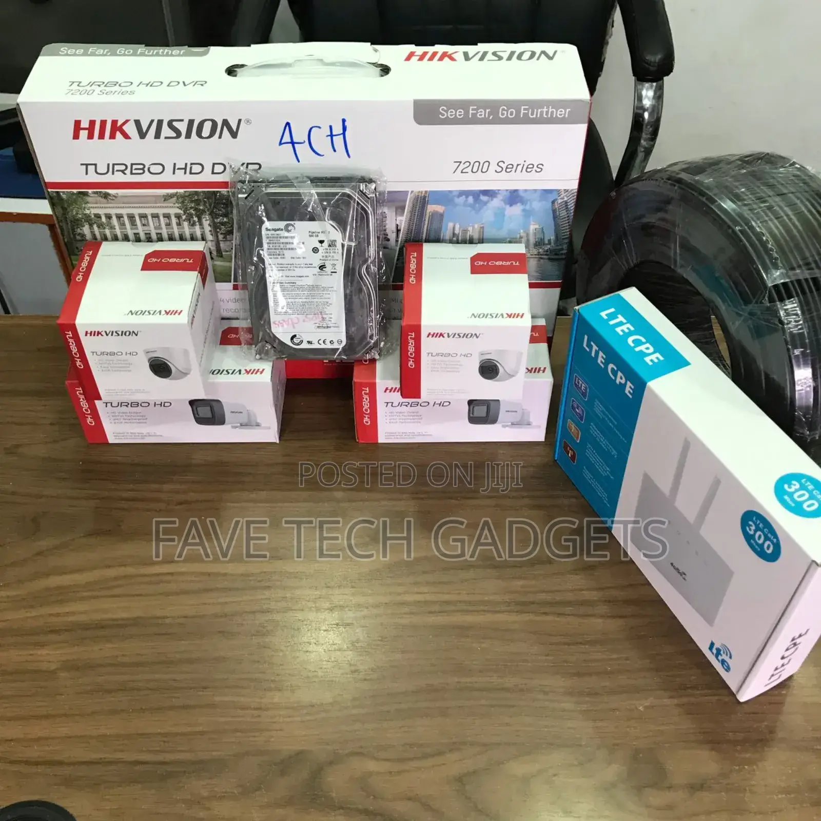 Hikvision 4 Channel Complete Kit With 100m Cable and Router
