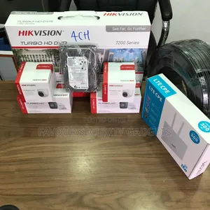 Hikvision 4 Channel Complete Kit With 100m Cable and Router