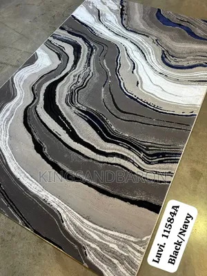 7x10fts Black and Navy Center Rug