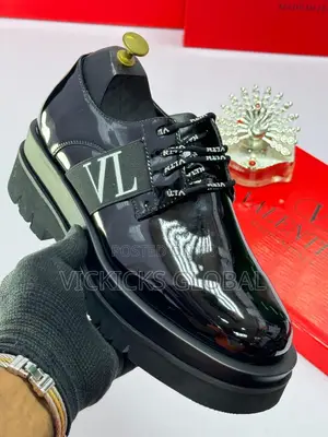 Valentino Glossy Leather Double Sole Lace Up Shoes