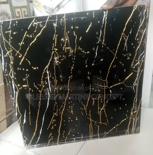 Quality Dip Gold Stripe Engraved Black/White Background Floor Tile