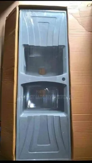White and Grey Acrylic Double Bowl Kitchen Sink