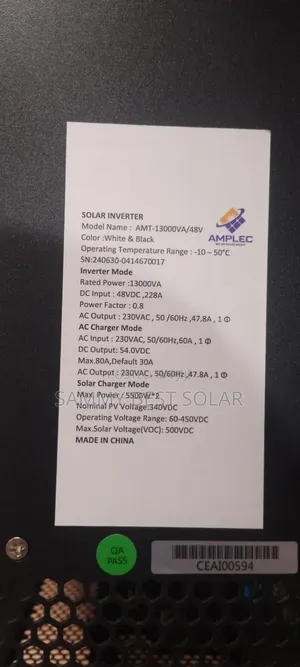 13kva /48volts Amplec Hybrid Solar Inverter