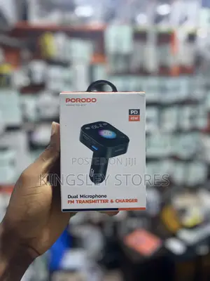 Photo - Porodo Dual Microphone Fm Transmitter Charger - Black