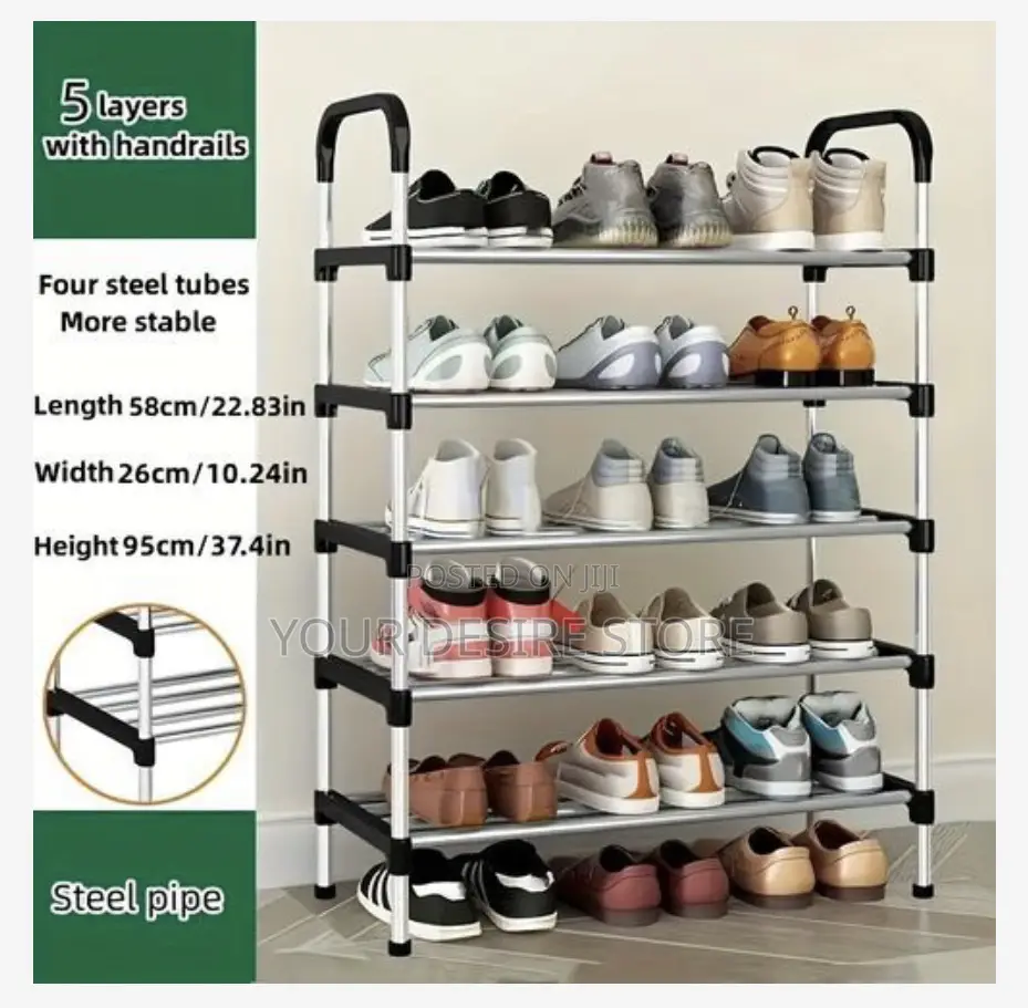 Shoe Rack Stackable Assembly Shoe Clothes Organizer-5 Layers