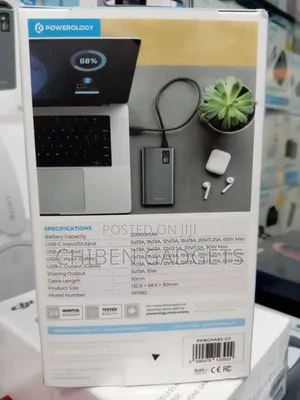Powerology Aluminum 20000mah Power Bank Dark Gary
