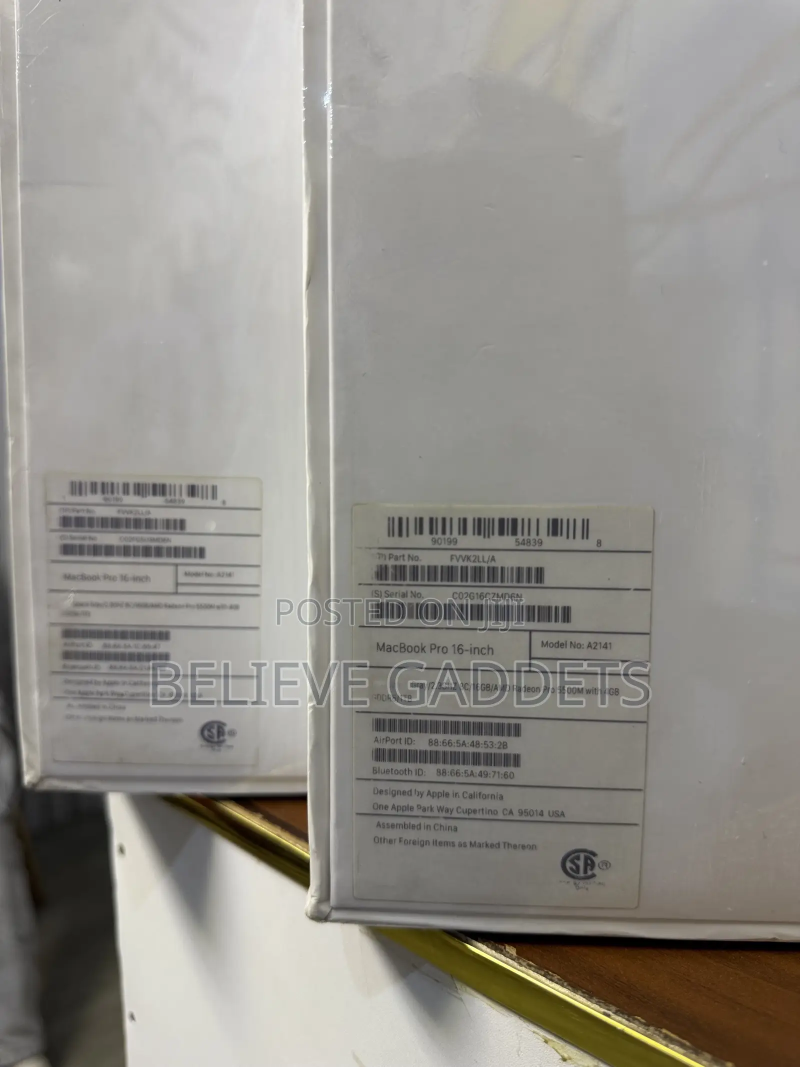 New Laptop Apple MacBook Pro 2019 16GB Intel Core I9 SSD 1T