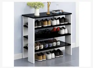 5 Layer Shoe Rack - White Black Wooden Shoe Rack