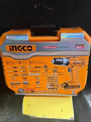 Ingco 165-Piece Tool Set. 20v Cordless Impact Drill.