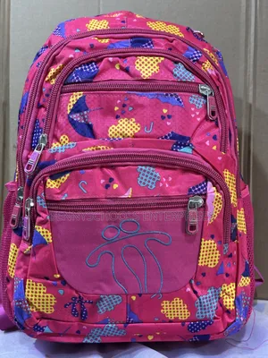 Deep Pink Multi Coloured Stock School Bag