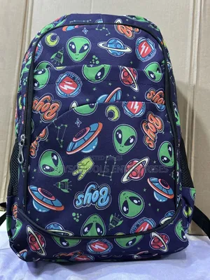 Blue and Green Multi Coloured Stock School Bag