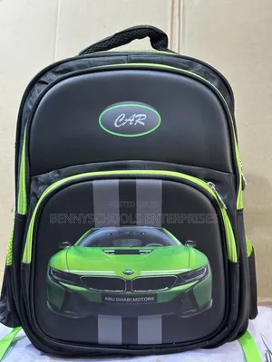 Blue and Green Car School Bag for Boys