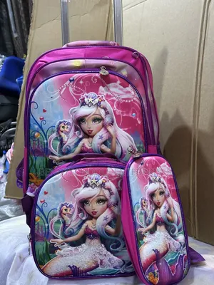Set of 3 Mermaid Detachable Girl Trolley School Bag