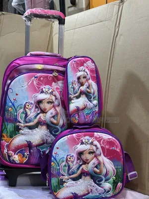 Set of 3 Mermaid Detachable Girl Trolley School Bag