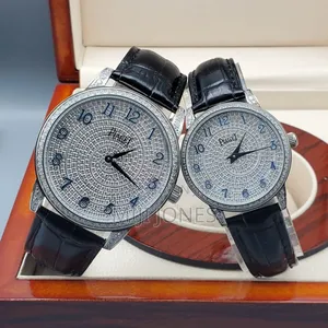 "Elegant Duo: Piaget-Inspired His Hers Leather Strap Watch